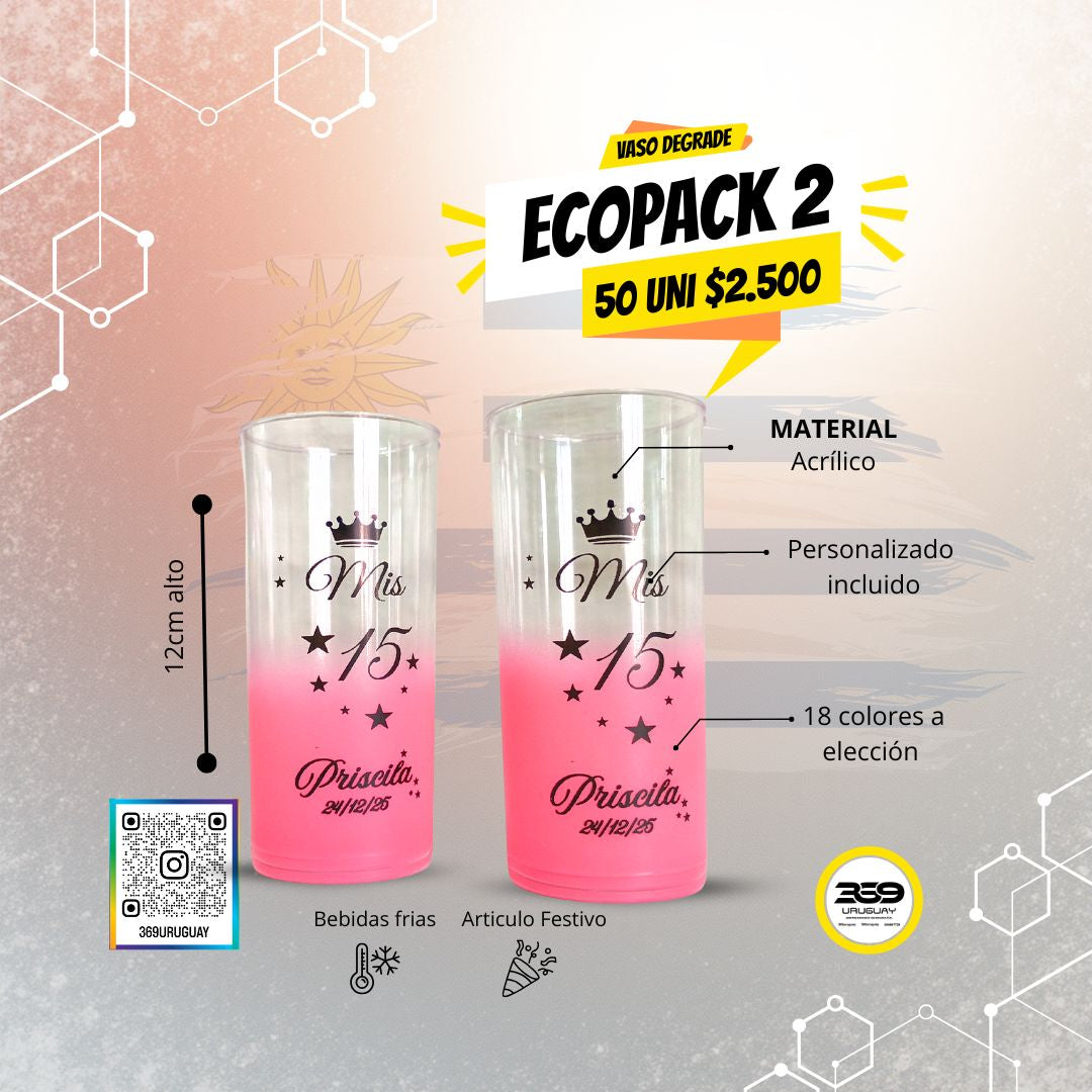 🎉Pack 50 vasos Souvenirs