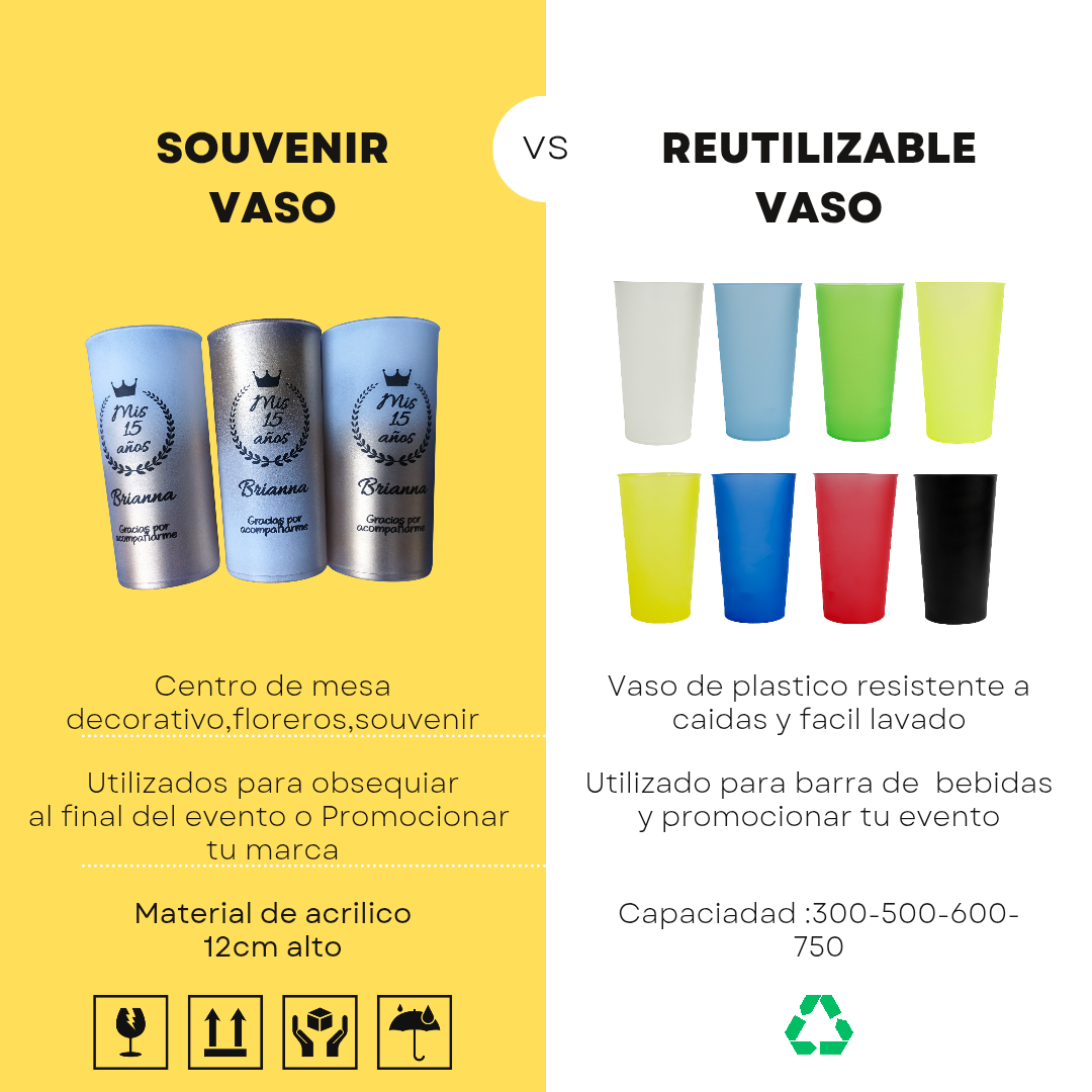♻️ Pack 30 Vaso diseño doble lado